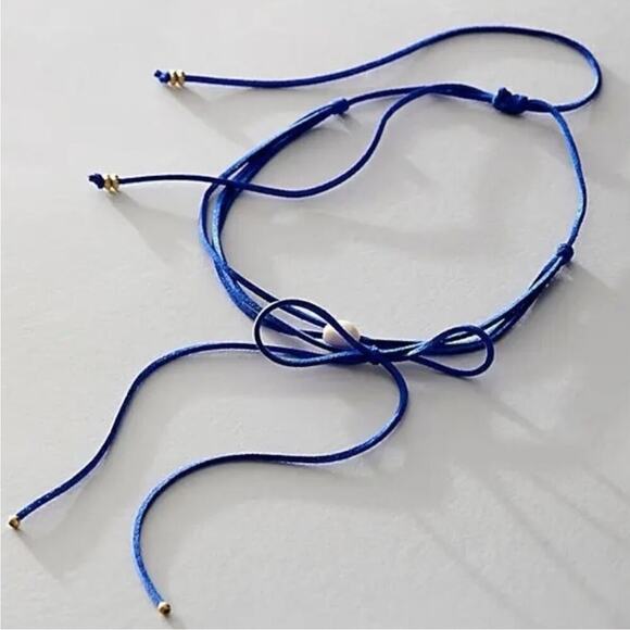 Free People Coquette Pearl & Bow Grapejuice Blues Choker Necklace in Blue NWT - Picture 11 of 15